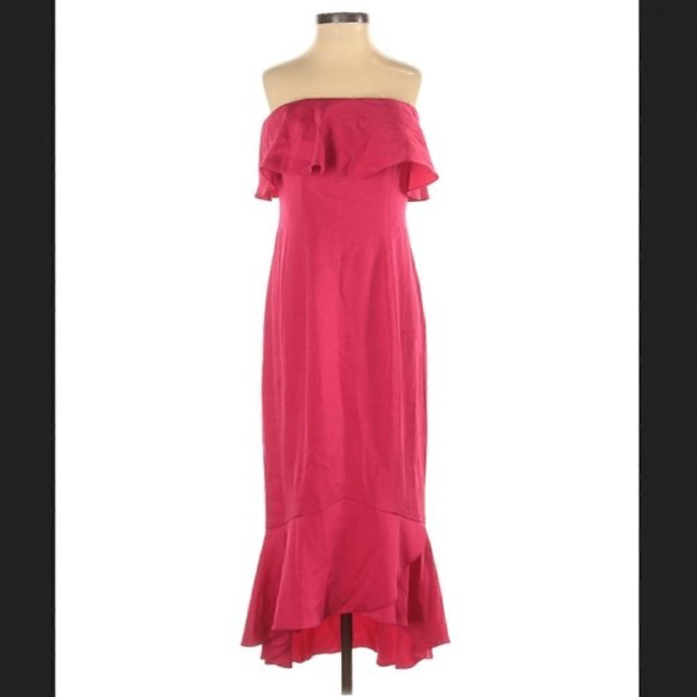 Shoshanna Dress 0 Essie Ruffle Midi Flounce Pink